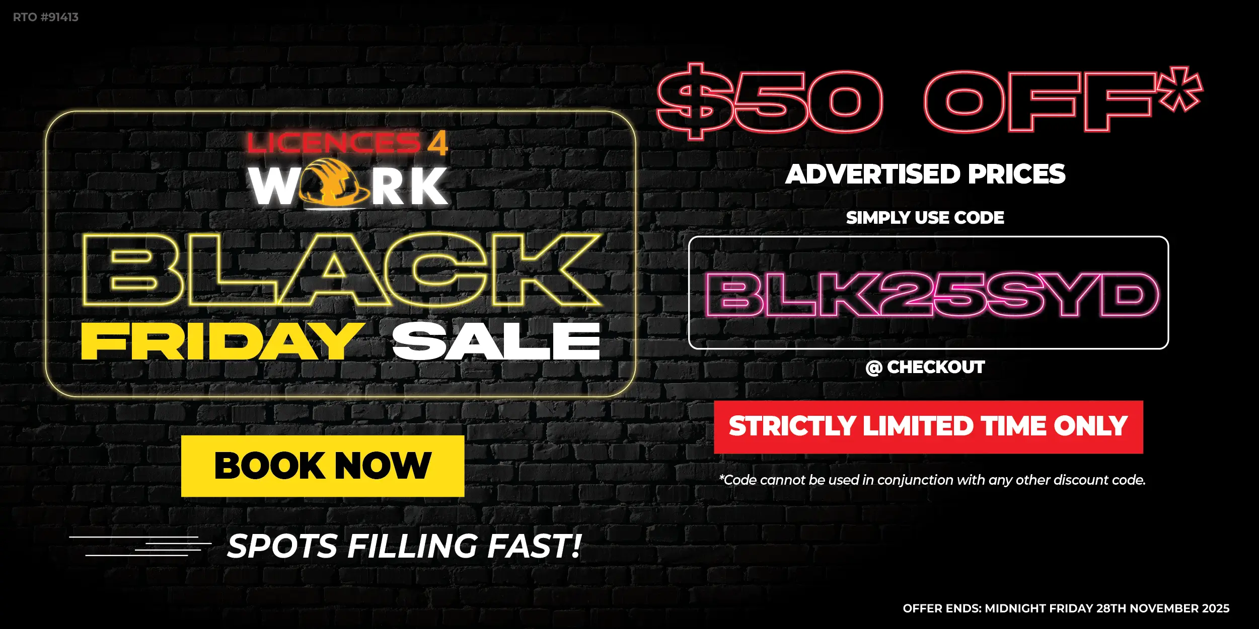 Use code BLK25SYD for $50 OFF!